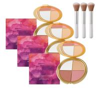 2025 New Glowjiu Highlighting Eye & Cheek Palette, Eye & Cheek palette - Eyeshadow And Highlighter Makeup, 4-In-1 Highlight Shades Makeup for Blush, Makeup Palettes Contour Kits (3Pcs)