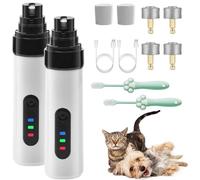 2025 New Heusom Silent Groom Pro Nail Grinder Cordless Low-Noise Heusom Nail Trimmer for Large/Small Dogs and Cats with LED Light, 3 Speeds & Replacement Heads (2PCS+4 Refills Heads)