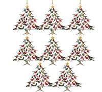 2025 New Hummingbird Christmas Ornament, Hummingbird Christmas Ornament, Winter Stacking Tree Ornamen, Lightweight Acrylic, for Winter, Home, Office, Square (8PCS)