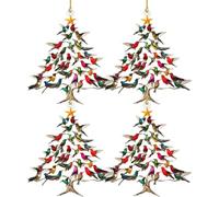 2025 New Hummingbird Christmas Ornament, Hummingbird Christmas Ornament, Winter Stacking Tree Ornamen, Lightweight Acrylic, for Winter, Home, Office, Square (4PCS)
