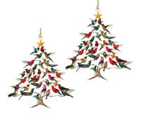 2025 New Hummingbird Christmas Ornament, Hummingbird Christmas Ornament, Winter Stacking Tree Ornamen, Lightweight Acrylic, for Winter, Home, Office, Square (2PCS)