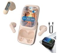 2025 New Intelligent Full-Color Touch Screen Slider Earphones, Smart Touch Screen Bluetooth Earbuds, Intelligent Full-Color Noise Canceling Open Bluetooth Earphones With Music/Game Modes (Beige)
