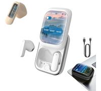 2025 New Intelligent Full-Color Touch Screen Slider Earphones, Smart Touch Screen Bluetooth Earbuds, Intelligent Full-Color Noise Canceling Open Bluetooth Earphones With Music/Game Modes (White)