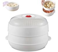 2025 New Microwave Oven Steamer with Lid and Tray, Microwave Steamer, Multifunctional Kitchen Cooking Steamers, Layered Water Storage Design, for Steamed Bread and Vegetables (2 Layer)