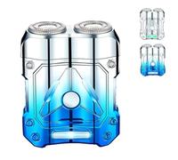 2025 New Mini Shaver-Compact Electric Razor & Charging Lighter Combo, 2-in-1 Portable Electric Mini Shaver, Silent Windproof Electrics Heating Wire Ignition, for Men Travel, Home, Car (Blue)