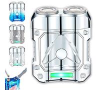 2025 New Mini Shaver, Compact Electric Razor&Charging Lighter Combo, Precision Trimmer and Built-in Lighter,USB Rechargeable Travel Shaver,Waterproof for Wet/Dry Shaving,Portable (Silver)