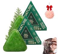 2025 New Nature Triangle Shampoo Bar, Seven Green Soap Shampoo, Usman Grass Shampoos Bar, Calming & Strengthens Hair, Control Oil and Remove Dandruff, with a Foaming Net (2PCS)