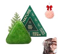 2025 New Nature Triangle Shampoo Bar, Seven Green Soap Shampoo, Usman Grass Shampoos Bar, Calming & Strengthens Hair, Control Oil and Remove Dandruff, with a Foaming Net (1PC)