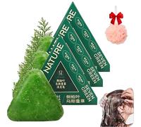 2025 New Nature Triangle Shampoo Bar, Seven Green Soap Shampoo, Usman Grass Shampoos Bar, Calming & Strengthens Hair, Control Oil and Remove Dandruff, with a Foaming Net (3PCS)