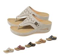 2025 New Orthopedic Sandals for Women - Arch Support Wedge Flip Flops Summer Comfortable Elegant Casual Beach Slippers (White,40)
