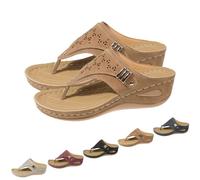 2025 New Orthopedic Sandals for Women - Arch Support Wedge Flip Flops Summer Comfortable Elegant Casual Beach Slippers (Brown,40)