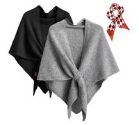 2025 New Pashmina Wraps for Women, Versatile Women’s Solid Color Shawl, Elegant Soft Light Weight for Spring Fall Winter (2PCS-G)