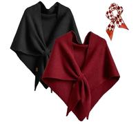 2025 New Pashmina Wraps for Women, Versatile Women’s Solid Color Shawl, Elegant Soft Light Weight for Spring Fall Winter (2PCS-A)