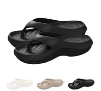 2025 New Pillow Flip Flops with Arch Support for Women Plantar Fasciitis Orthopedic Sandals Walking Platform Flipflops Pillow Soft Beach Shoes (Black,42-43)