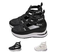 2025 New Side Adjustable Hook and Loop Comfortable Wedge Sandals, Women's Hollow Out Breathable Platform Wedge Sandals Sneakers (Black,42)