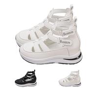 2025 New Side Adjustable Hook and Loop Comfortable Wedge Sandals, Women's Hollow Out Breathable Platform Wedge Sandals Sneakers (White,41)