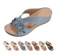 2025 New Summer Sandals for Women Slip On Dressy Summer Comfortable Slides Sandals Lightweight Memory Foam Platform Shoes (Blue,39)