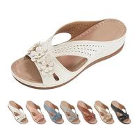2025 New Summer Sandals for Women Slip On Dressy Summer Comfortable Slides Sandals Lightweight Memory Foam Platform Shoes (White,39)