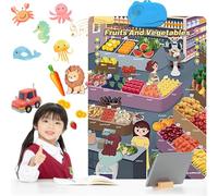 2025 New Talking Wall Chart for Kids English Learning,Electronic Kids Interactive Educational Wall Chart Talking Toy,Electronic Alphabet Wall Chart for Toddlers 1-6 (Fruits and Vegetables)