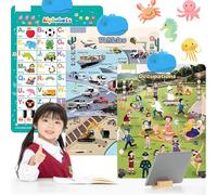 2025 New Talking Wall Chart for Kids English Learning,Electronic Kids Interactive Educational Wall Chart Talking Toy,Electronic Alphabet Wall Chart for Toddlers 1-6 (3PCS-A)