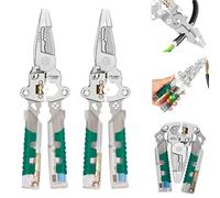 2025 New Tuvilo Electrical Pliers,14 in 1 Wire Stripper with Voltage Tester, Cutting, Crimping, Twisting and Measuring, Multi-Function Tool for Stripping,Ergonomic Design for Easy Grip (2pcs)