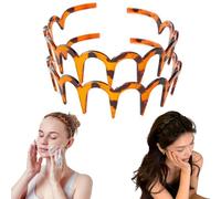 2025 New U Shape Fashion Tooth Hair Comb Headband, High Cranium Head Bands for Women's Hair, Korean U Shape hair Comb Headband, Non-Slip Plastic Hair Band (Amber 2pcs)