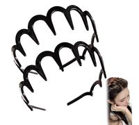 2025 New U Shape Fashion Tooth Hair Comb Headband, U Shape Fashion Tooth Hair Comb Headband,High Cranium Head Bands for Women's Hairs,Non-Slip Plastic Teeth, Fluffy Top (Black+Black)