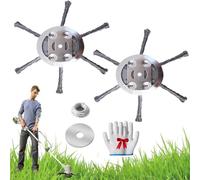 2025 New Universal Steel Wire Grass Trimmer Head,with Adapter Kit,for Moss Grass Rust Removal,Compatible with Most Lawn Mower,Tool-Free Installation (6 Blades, 2pcs)