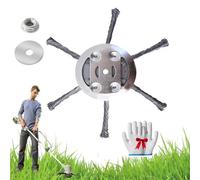 2025 New Universal Steel Wire Grass Trimmer Head,with Adapter Kit,for Moss Grass Rust Removal,Compatible with Most Lawn Mower,Tool-Free Installation (6 Blades, 1pcs)