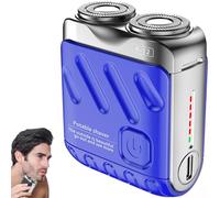 2025 New Upgrade Pocket Shaver USB Mini Shavers, Men's Portable Mini Rotary Electric Shaver, Portable Rotary Dual Ring Electric Shavers, Magnetic Head Wet and Dry Razor (Blue)