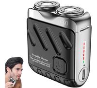 2025 New Upgrade Pocket Shaver USB Mini Shavers, Men's Portable Mini Rotary Electric Shaver, Portable Rotary Dual Ring Electric Shavers, Magnetic Head Wet and Dry Razor (Black)
