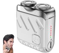 2025 New Upgrade Pocket Shaver USB Mini Shavers, Men's Portable Mini Rotary Electric Shaver, Portable Rotary Dual Ring Electric Shavers, Magnetic Head Wet and Dry Razor (White)
