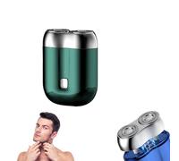2025 New Upgrade Pocket Shaver USB Mini Shavers, Pocket Size Washable Double Head Electric Razor, Wet and Dry for Home Use, Business Trips, and Travel (Green)
