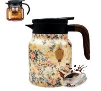 2025 New Vintage Floral Pattern Tea, Stainless Steel Vintage Floral Pattern Tea-Built-In Infuser, Stainless Steel Thermal Carafe With Lid For Home Office (A,800ML)