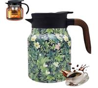 2025 New Vintage Floral Pattern Tea, Stainless Steel Vintage Floral Pattern Tea-Built-In Infuser, Stainless Steel Thermal Carafe With Lid For Home Office (C,800ML)