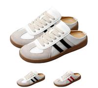 2025 New Women's Fashionable Contrast Mesh Design Lace Up Walking Shoes,Backless Sneakers Open Back Shoes (Black-B,38)