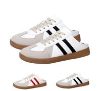 2025 New Women's Fashionable Contrast Mesh Design Lace Up Walking Shoes,Backless Sneakers Open Back Shoes (Black-A,44)