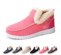 2025 New Women's Winter Plush Lined Flat Shoes Comfy Orthopedic Arch Support Outdoor Walking Shoes Classic Non-Slip Ankle Snow Boots (Pink,45)
