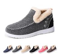 2025 New Women's Winter Plush Lined Flat Shoes Comfy Orthopedic Arch Support Outdoor Walking Shoes Classic Non-Slip Ankle Snow Boots (Gray,43)