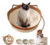 2025 New Woven Rope Cat Basket, Hand Woven Rope Cat Bed with Ball Toy, Breathable & Easy to Clean, Protects Furniture, 13” /16” /18” Cat Basket Suitable for All Cats (Brown,Small)