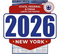 2025 New York State and Federal Labor Law Poster - English Version - OSHA Workplace Compliant - Mandatory Regulations Posting for Employees -All in One Required Compliance Posting 16" x 40" Laminated