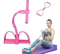 2025 Nouveau 21 Bandes De Résistance De Fitness avec 6 Tube Pédale Cheville Tirateur, Corde De Tension Multifonction avec Figure De 8 Corde pour L'entraînement des Bras Et des Jambes (Rose)