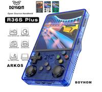 2025 nouveau 4 "IPS grand écran R36S Plus rétro Console de jeu Portable Linux système 64 bits RK3326 poche Portable ARKOS 2.0 R36SPLUS LakeBlue 64G