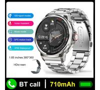 2025 Nouveau 710 Mah Bt Appel 1.85 "Hd Utral Montre Intelligente Extérieure 100+Sport Fintness Gps Tracker Rappel De Message Ip68 Montre Intelligente.Sliver Steel.