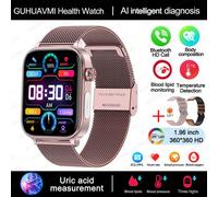 2025 Nouveau Al Science Diagnostic Lipides Sanguins Acide Uricique Sang Oxygène Montre Intelligente Hommes Ecg + Ppg Voix Bluetooth Appel Santé Smartwatch-Ceinture En Mailles Rose 2