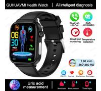 2025 Nouveau Al Science Diagnostic Lipides Sanguins Acide Uricique Sang Oxygène Montre Intelligente Hommes Ecg + Ppg Voix Bluetooth Appel Santé Smartwatch-Noir