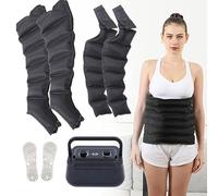 2025 Nouveau Botte PressothéRapie Lymphatique avec 6 Chambres - Pressotherapie Jambes et Ventre, Machine à Pression d'air pour Réduction Gonflement et Cellulite (Black, 2 legs+2 arm+1 waist)