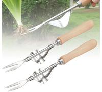 2025 Nouveau Jardinière Manuelle, Désherbeur Manuel Outil Gouge de Désherbage en Acier Inoxydable avec poignée Bois Pelle Jardinage Arrache Pissenlit (2pcs)
