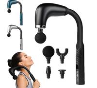 2025 nouveau marteau de massage rocuma, 4 têtes et 9 niveaux vitesse pistolet des tissus profonds avec poignée étendue, relaxant profondément le dos et le cou, soulageant la fatigue(Noir)