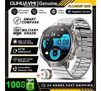 2025 Nouveau Militaire T-Rex 3 Bluetooth Appel Montre Intelligente Gps Boussole Barométrique Altimètre 10Atm Étanche Sport Montres Intelligentes Hommes.Silver Steel B 2.Gps Watch
